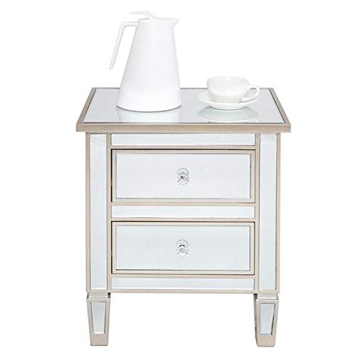 Modern Silver Rose Nightstand with 2 Drawers - Contemporary Mirrored Bedside Table for Bedroom, Living Room & Office - Anchor Recommendation