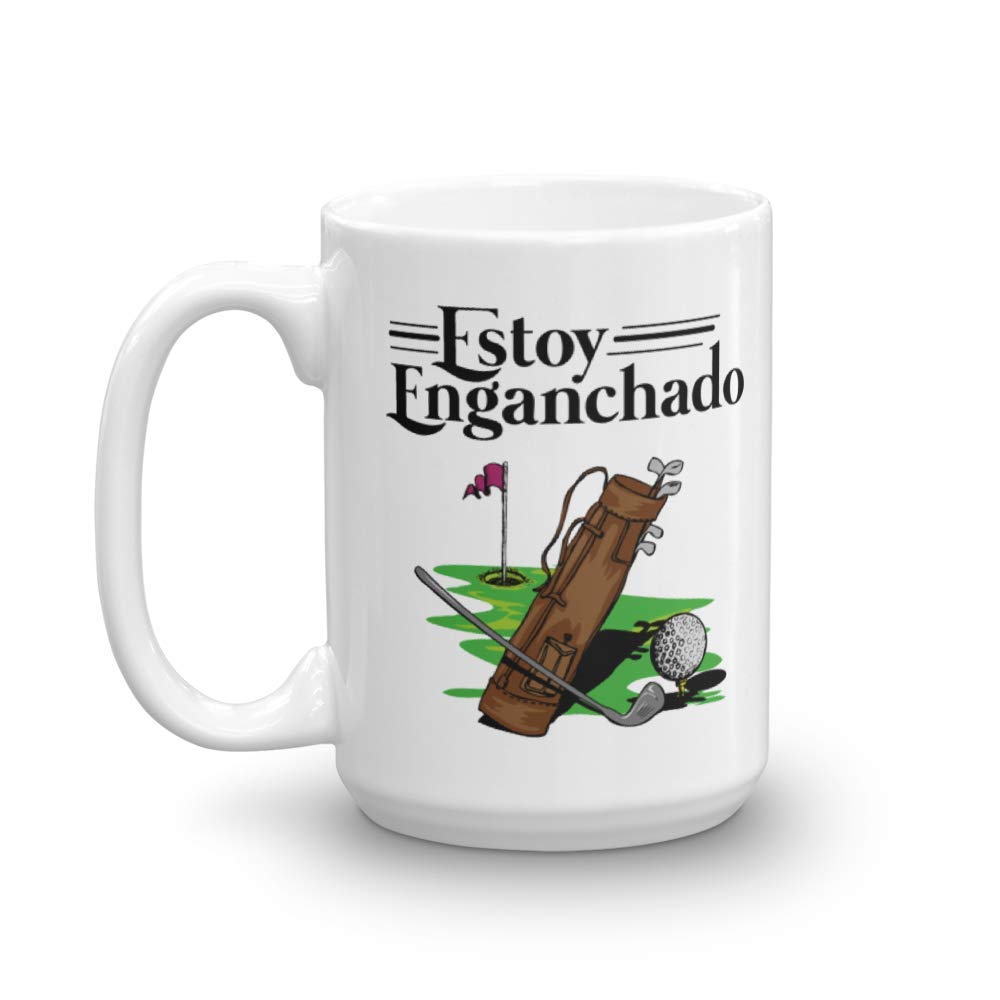 Spanish Estoy Enganchado Golf Dinnerware Set - 15oz White Coffee & Tea Mug Cup - Perfect for Golf Lovers, Home Decor, and Gift Giving