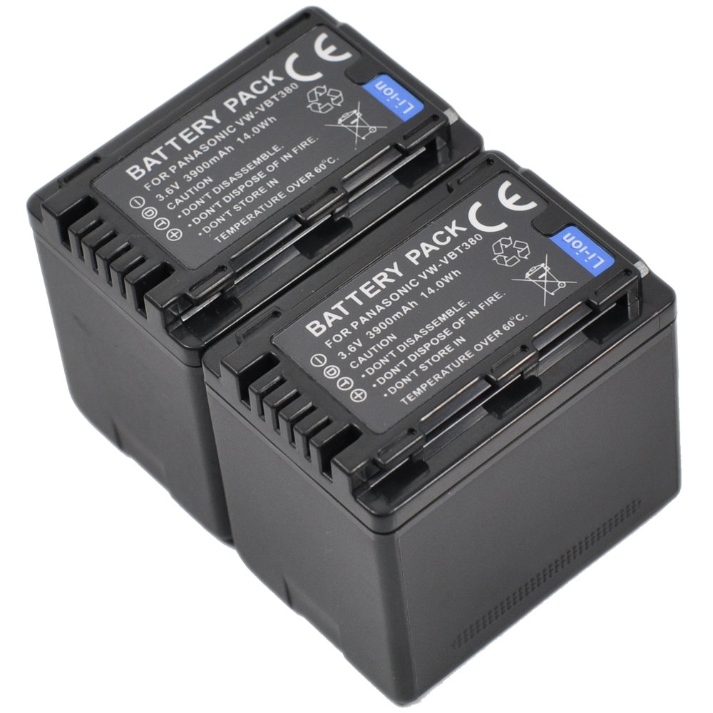 2-Pack Camcorder Battery and USB Dual Charger Compatible with Panasonic VW-VBT190 HC-V770 VBT380 V380 WX970 V180 SDR-T70 V160 V110 V750 VX870 W570 V270 V250 HCV180 V110P V800 VX980 V550 WX990M WXF991 V210 V201 V520 VX989 S1A - Perfect for Travel, Vlogging, and Outdoor Filming