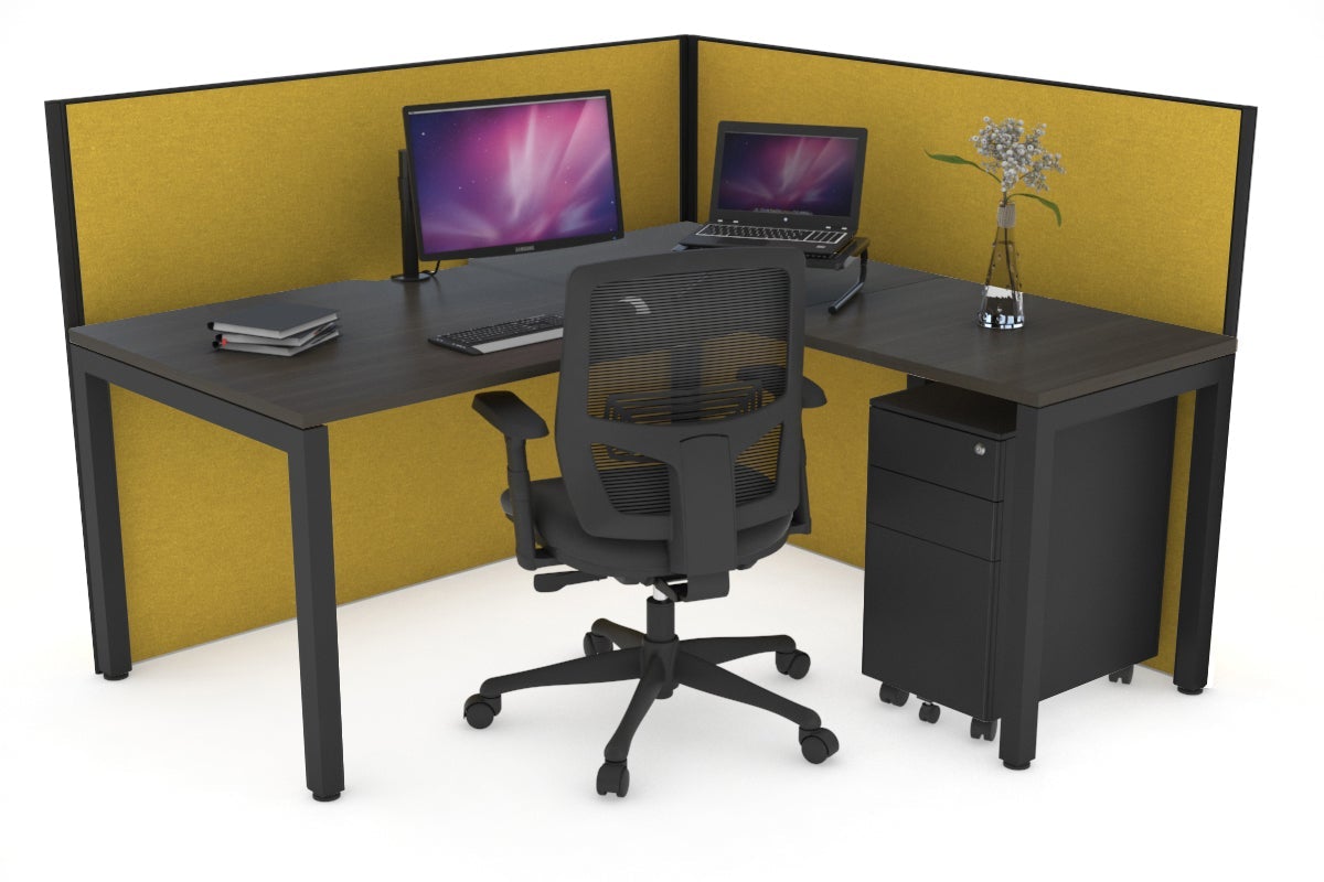 Horizon Quadro Square Legs L-Shaped Corner Office Desk - 1400L x 1800W with Cable Management | Modern Home Office Furniture for Small Spaces & Workstations