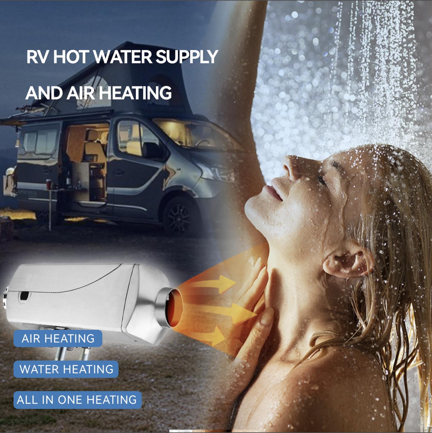 8KW 12V Diesel Parking Heater with LCD Display - Low Noise Air & Water Heater Combo for Cars, Trucks, RVs, Trailers, Boats, Garages & Outdoor Use - Perfect for Winter Camping, Off-Grid Living & Vehicle Heating
