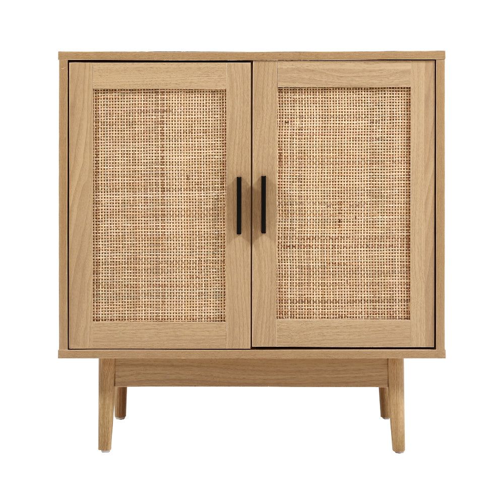 Rattan Buffet Sideboard Cabinet - Stylish Storage Hallway Table & Kitchen Cupboard for Dining Room, Living Room, and Entryway Organization