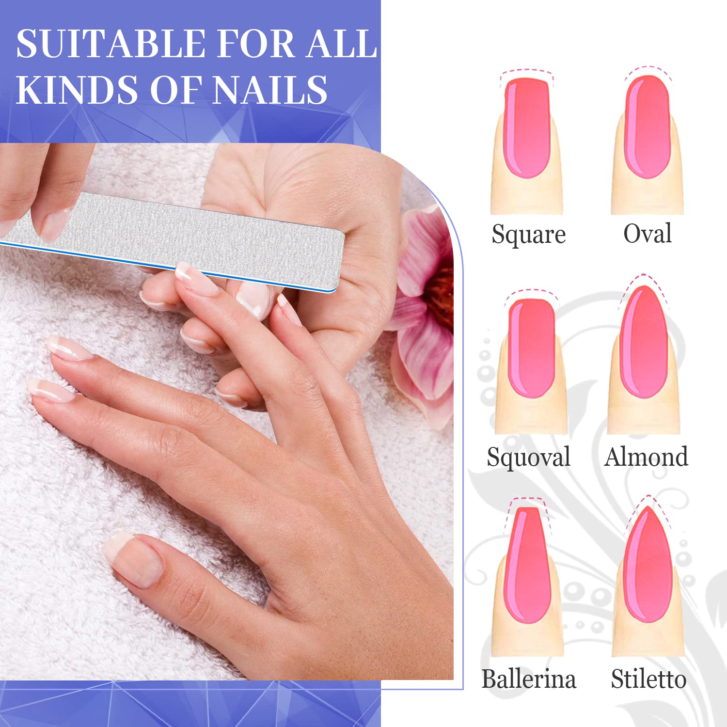 25 Pcs Professional 80/80 Grit Double Sided Nail Files - Coarse Emery Boards for Acrylic & Gel Nails - Home & Salon Manicure/Pedicure Tools - Perfect for Nail Art, DIY Nail Care & Professional Salons
