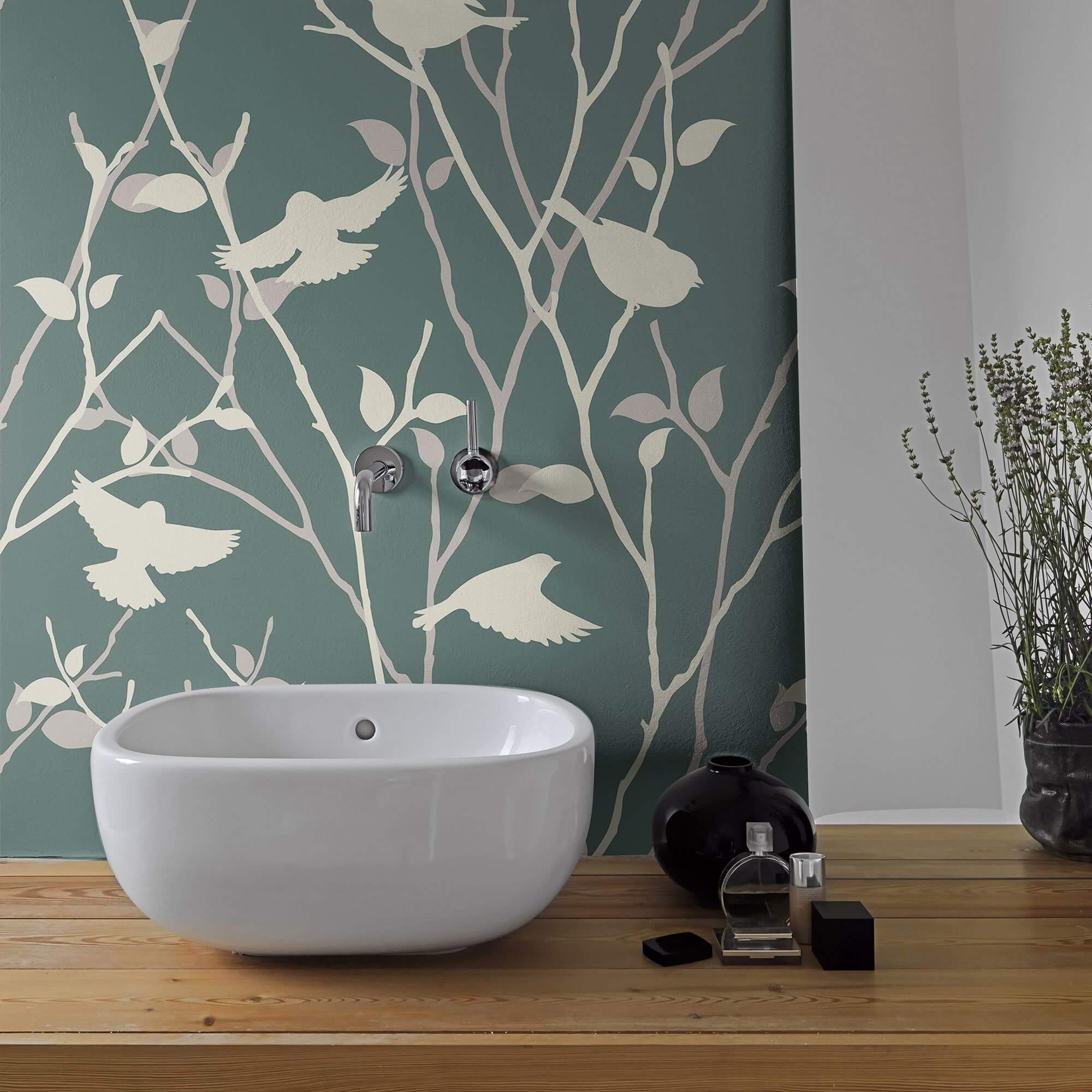 Grey Bird Animal Peel and Stick Removable Wallpaper 2066 - Self-Adhesive Decorative Wall Mural for Nursery, Bedroom, Living Room & Office Decor