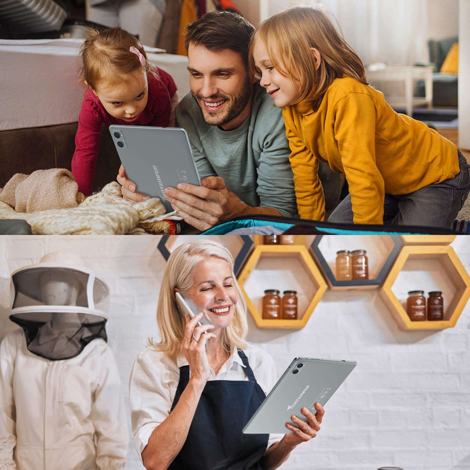 2-in-1 Android Tablet with Keyboard - 10 Inch 128GB Storage, 8GB RAM, 1TB Expandable, Octa-Core Processor, 13+8MP Dual Camera, 5G WiFi, Bluetooth, GPS - Includes Foldable Case, Mouse & Stylus (Gray) - Perfect for Work, Study & Entertainment