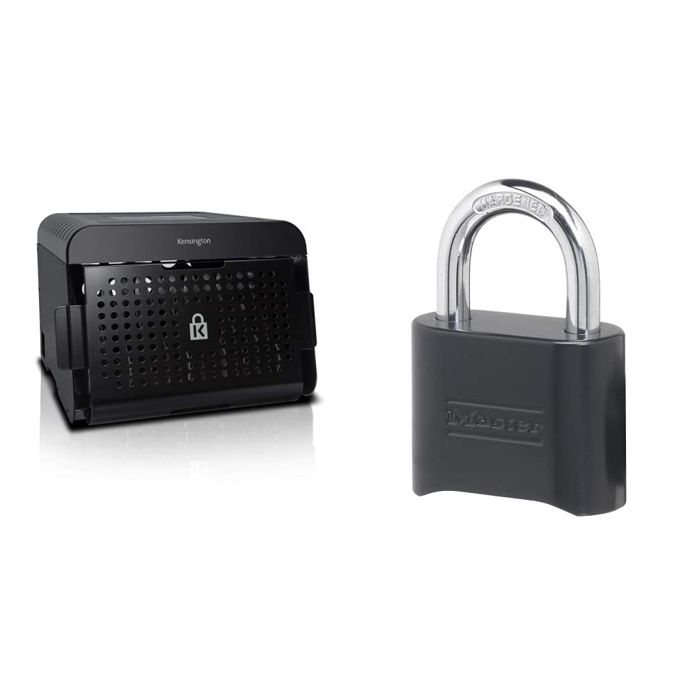 Kensington K62880NA Universal Tablet & Laptop AC Lock & Charge Station with Master Lock Combination - Secure Charging Solution for Office, School, or Public Spaces