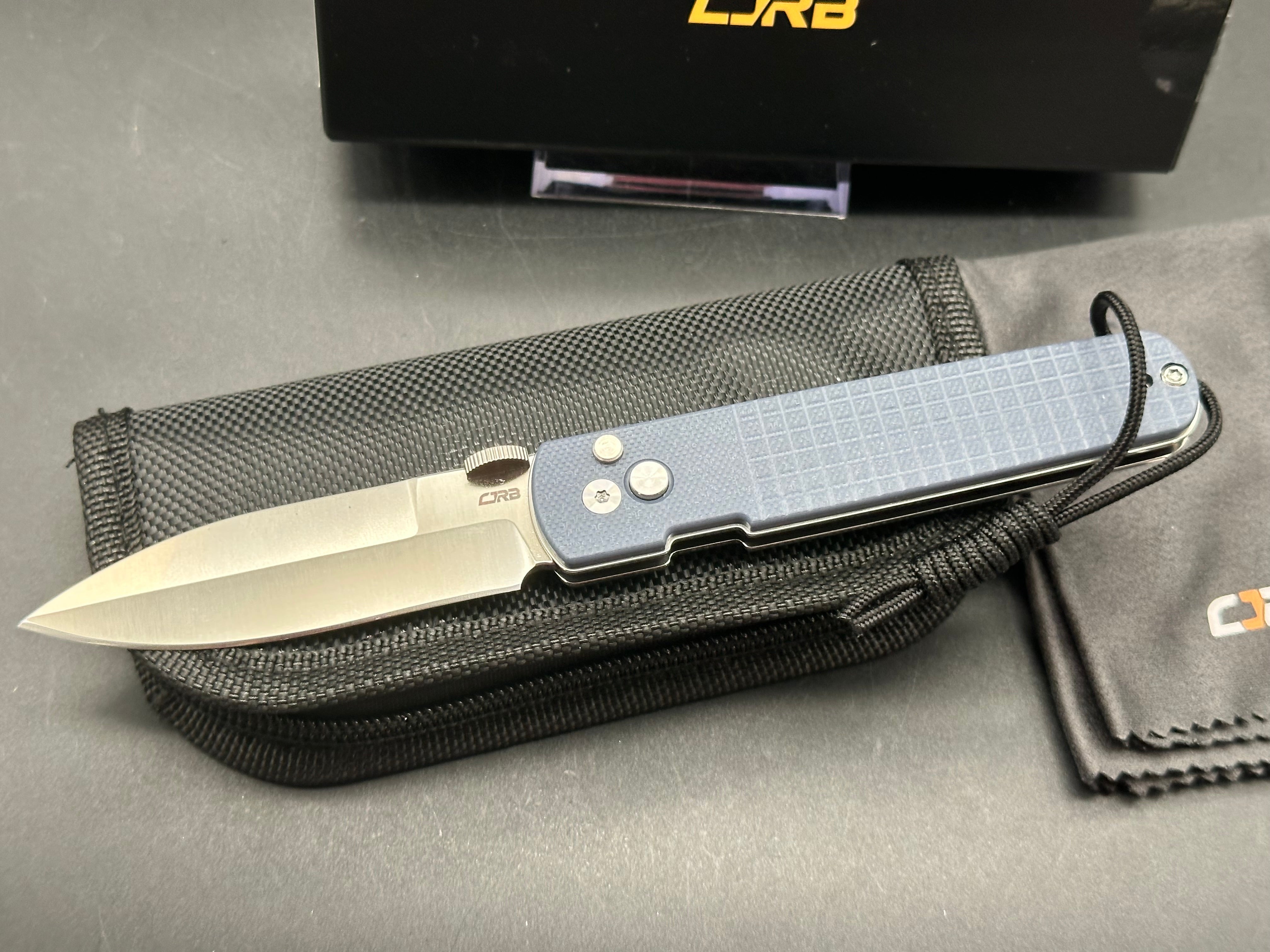 CJRB Locust Folding Knife - Blue G10 Handle, AR-RPM9 Steel, Spear Point Plain Edge - EDC, Camping, Outdoor Survival Tool