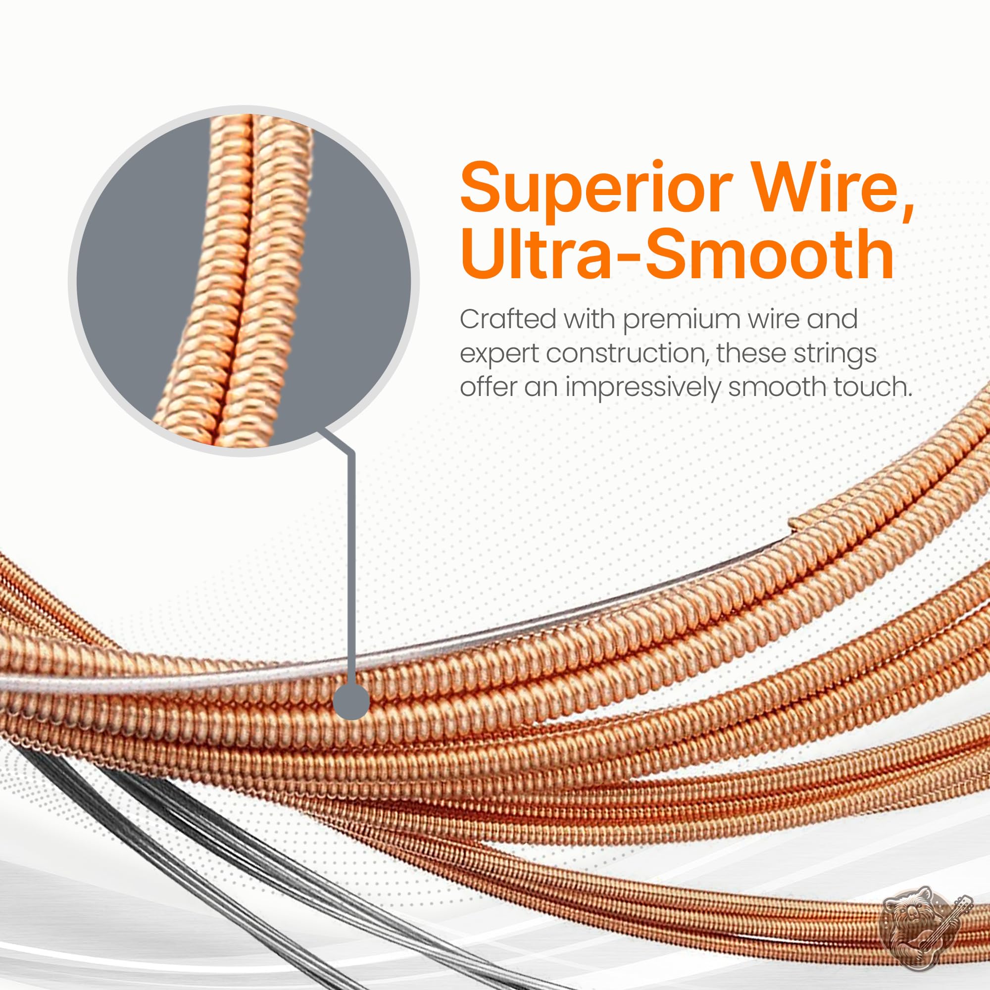 Premium Acoustic Guitar Strings 12-53 Light Gauge - Phosphor Bronze with Nano Coating for Long-Lasting Durability & Smooth Feel | 90/10 Bronze Alloy | Perfect for Concerts, Practice & Studio Recording