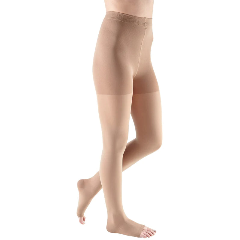 Medi Comfort 30-40mmHg Open Toe Compression Pantyhose with Adjustable Waistband - Petite Size for Women | Ideal for Travel, Pregnancy & Varicose Vein Relief
