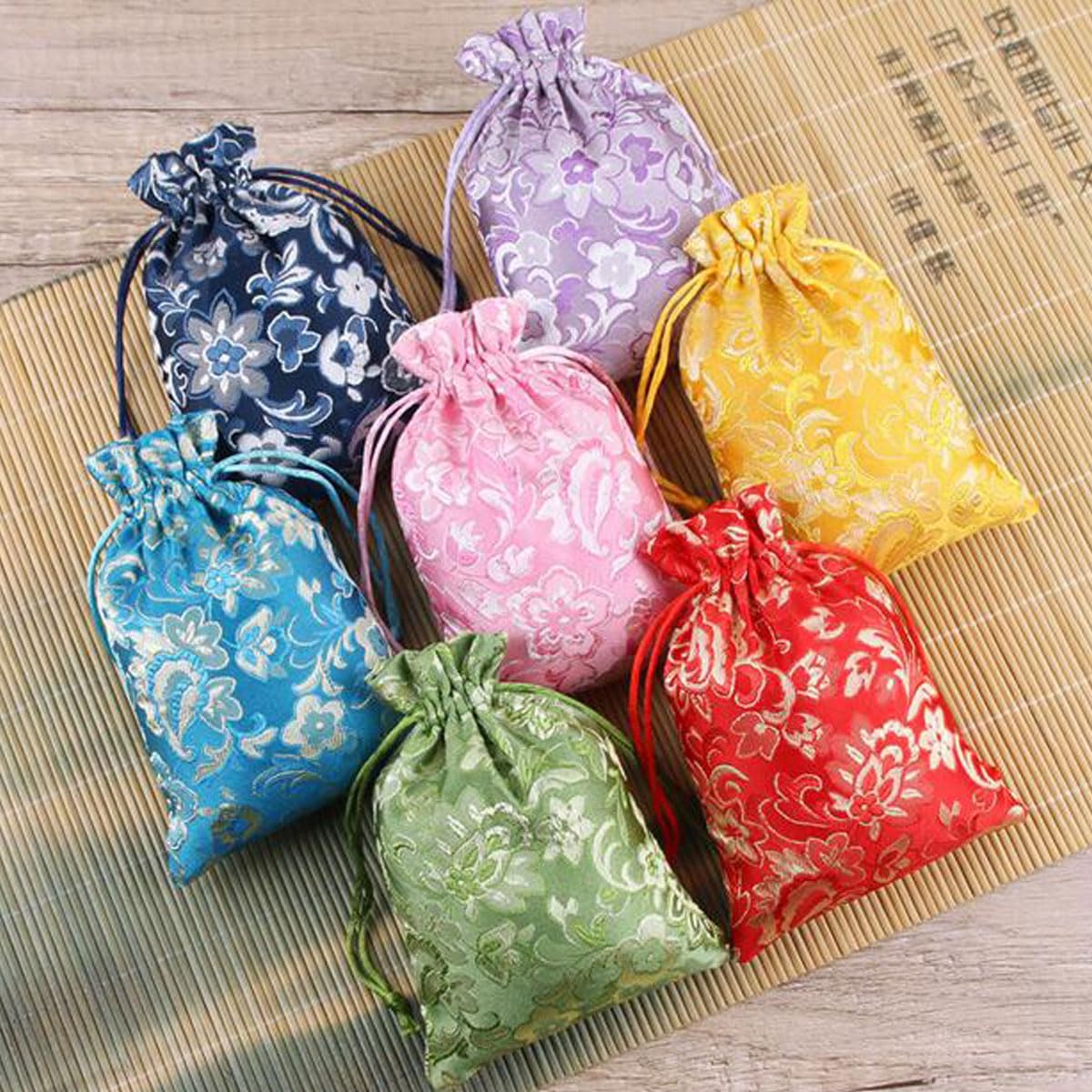 20-Piece Chinese Silk Jewelry Pouch Set - Brocade Gift Bags for Jewelry, Candy & Small Gifts (3.9x5.5 Inches, Dark Blue) - Perfect for Wedding Favors, Party Giveaways & Handmade Craft Storage