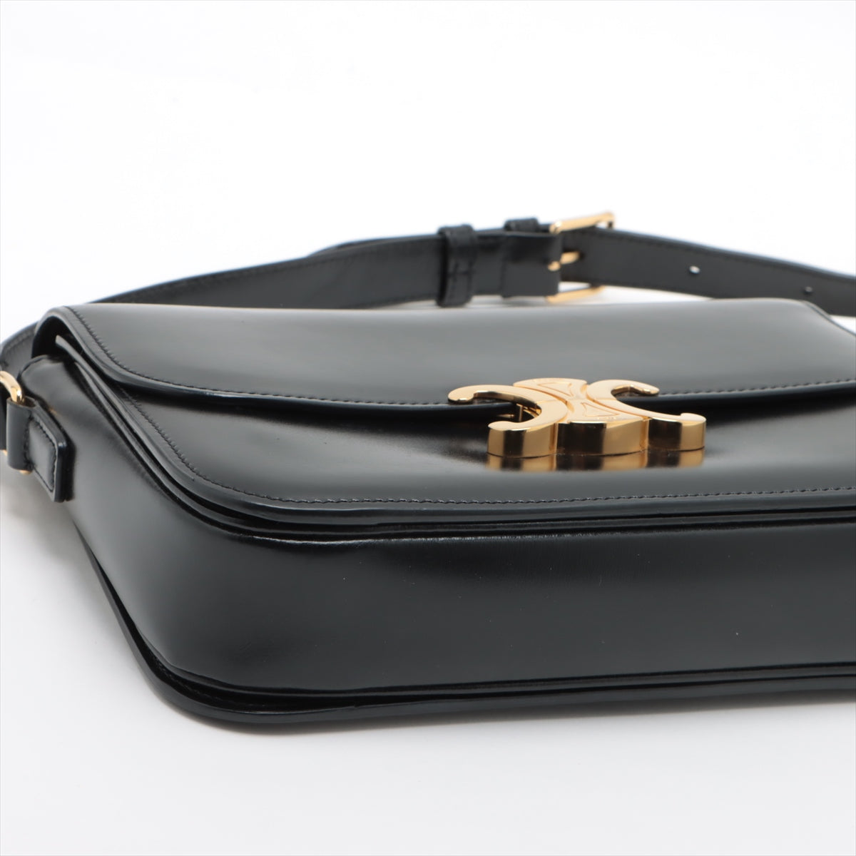 CELINE Medium Triomphe Leather Shoulder Bag in Black | Luxury Designer Handbag for Women | Perfect for Work, Travel & Evening Events