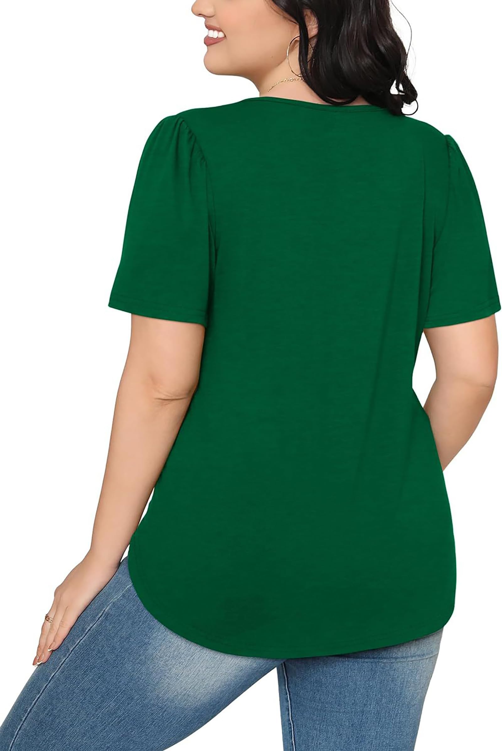 Women's Short Sleeve Pleated Blouse - Elegant Scoop Neck Casual Summer Top for Work, Date Night & Outdoor Activities