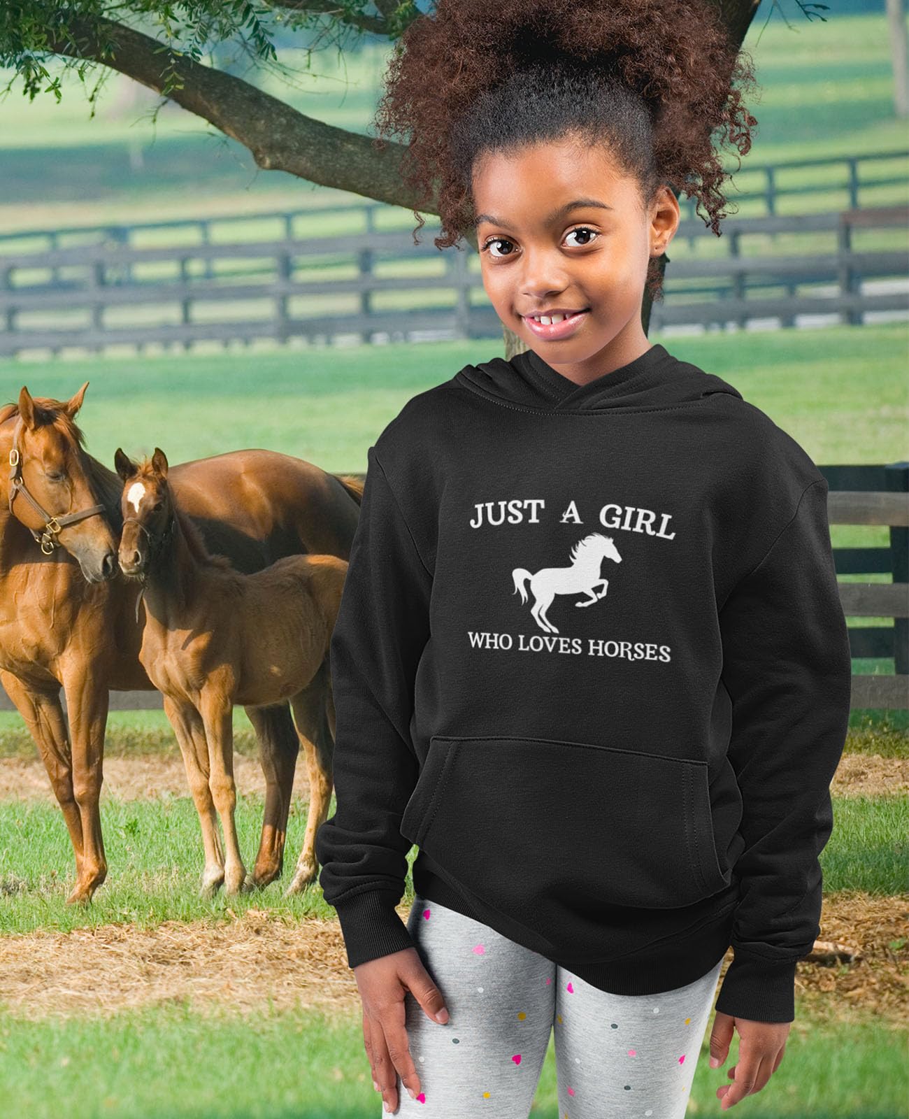 Just a Girl Who Loves Horses Hoodie - Cute Equestrian Horseback Riding Sweatshirt for Girls & Kids | Perfect Horse Lover Gift for Riding Lessons & Stable Visits