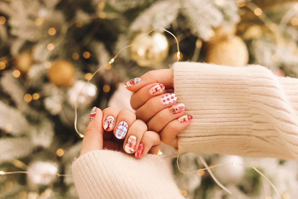 2PCS Christmas Nail Art Stickers - Snowman & Snowflake Water Transfer Nail Wraps for Gel Polish | Full Cover Holiday Nail Decals | Perfect for Christmas Parties, Gift Giving & Winter Nail Designs