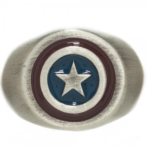 Marvel Captain America Brushed Nickel Ring for Men - Adjustable Size 8 - Superhero Cosplay Jewelry Gift for Fans | Perfect for Comic Conventions, Halloween Costumes & Avengers Themed Parties