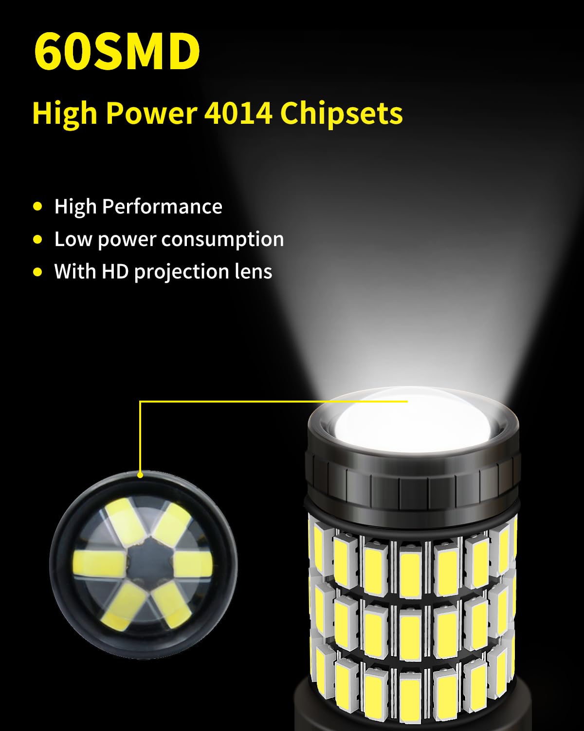 Xenon White T20 7443 7444 7440 LED Bulbs - Super Bright Backup Reverse Lights - Compatible with 2014-2021 Toyota Tundra - Pack of 2 - Perfect for Night Driving & Enhanced Rear Visibility