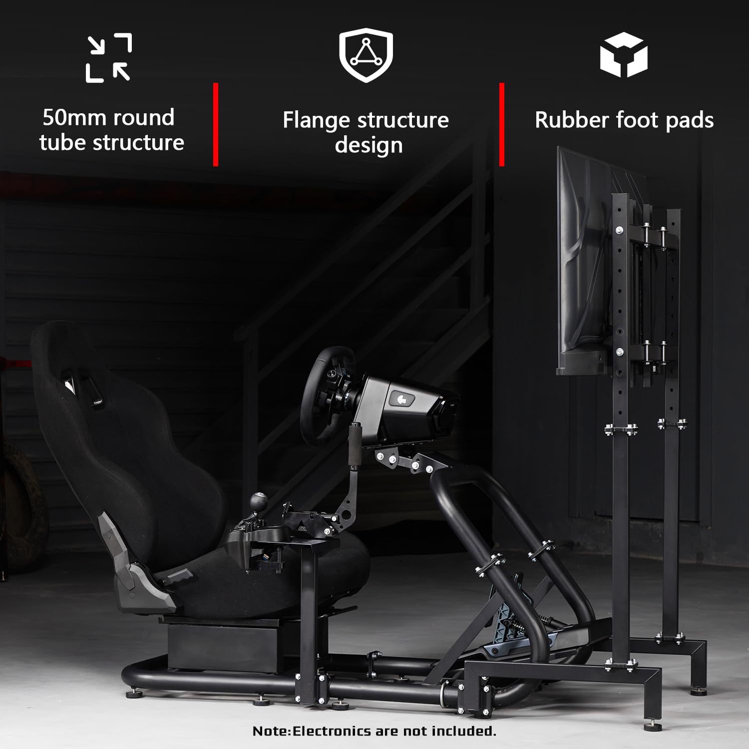 Dardoo G920 Racing Simulator Cockpit with Adjustable Monitor Stand - Compatible with Logitech G29/G920, Thrustmaster, PS4 & Xbox - Professional Steering Wheel Stand with Ergonomic Gaming Seat (Cockpit, Seat & Monitor Mount Only) - Perfect for Home Racing Simulation & Esports Gaming