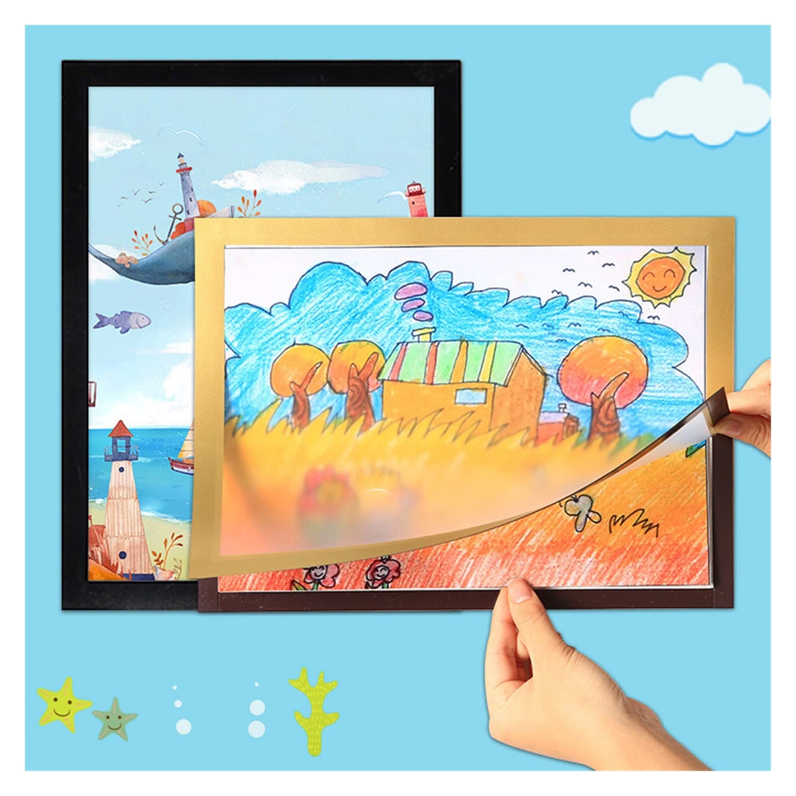 LANGFANG e Frame - Elegant Home Poster Cover for Refrigerator & Wall Decor - Perfect for Living Room, Bedroom & Kitchen Decoration