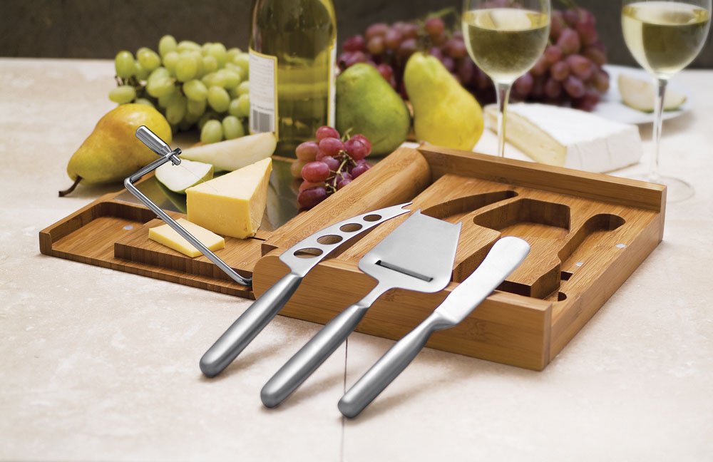 TOSCANA - Picnic Time Brand Soiree Cheese Board Set with Knives - Perfect for Wine Parties, Charcuterie Boards & Outdoor Picnics