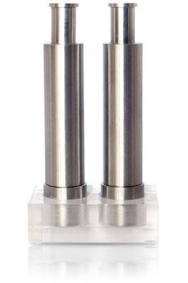Premium Stainless Steel Salt and Pepper Grinder Set - 2 Pack with Thumb Push Mechanism for Black Pepper, Sea Salt & Himalayan Salt - Refillable & Adjustable - Perfect for Kitchen, Dining Table & Gourmet Cooking (Silver)