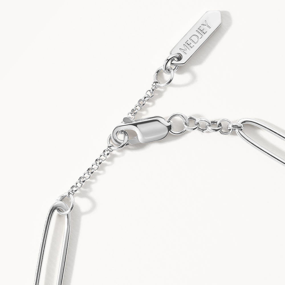 Silver Wire Paperclip Chain Necklace - Elegant Layering Jewelry for Women, Perfect for Office Wear & Everyday Fashion Accessories