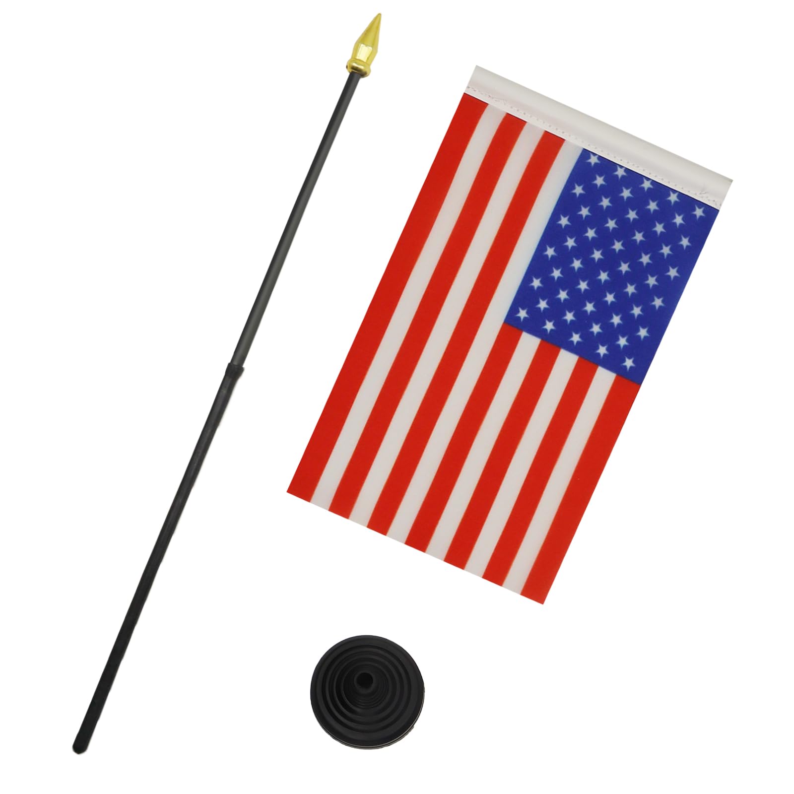 AZ FLAG - United States Mini Desk Flag 4'' x 6'' (15 x 10 cm) - 100% Polyester American Office Banner with 10'' Golden Spear Pole - Perfect for Office Decor, Home Display, and Patriotic Events