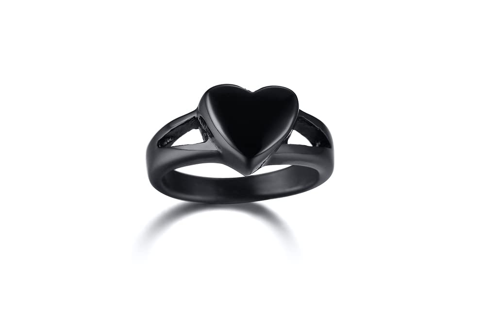 Memorial Angel Wings Heart Ring - Stainless Steel Cremation Jewelry for Ashes (Pet & Human) - Sizes 6-9 in Silver, Gold & Black - Perfect for Remembrance & Everyday Wear