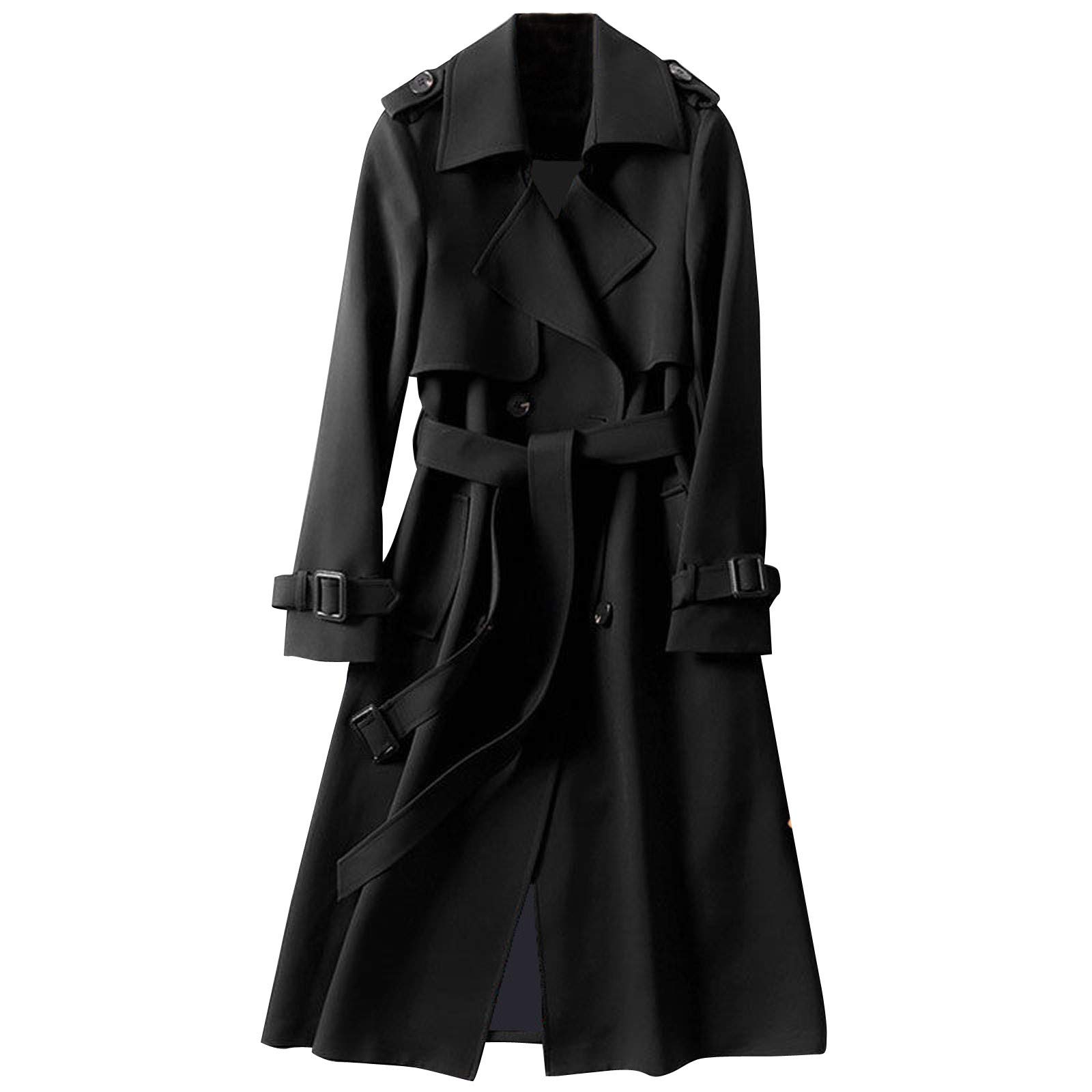 Women's Slim Fit Long Trench Coat - Windbreaker Overcoat with Zip Up & Long Sleeves | Perfect for Office, Travel & Fall Outerwear