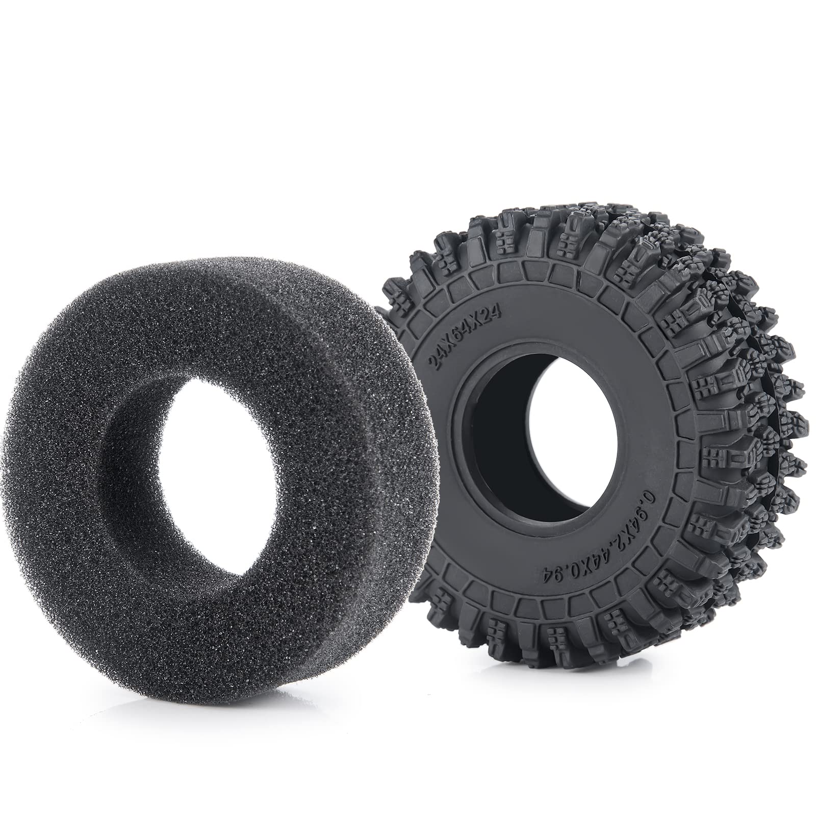 4pcs 64mm Rubber Tires Set with Foam Inserts for 1:18 TRX4-M TRX4M RC Crawler Car - Durable Off-Road Performance for Rock Crawling & Trail Adventures