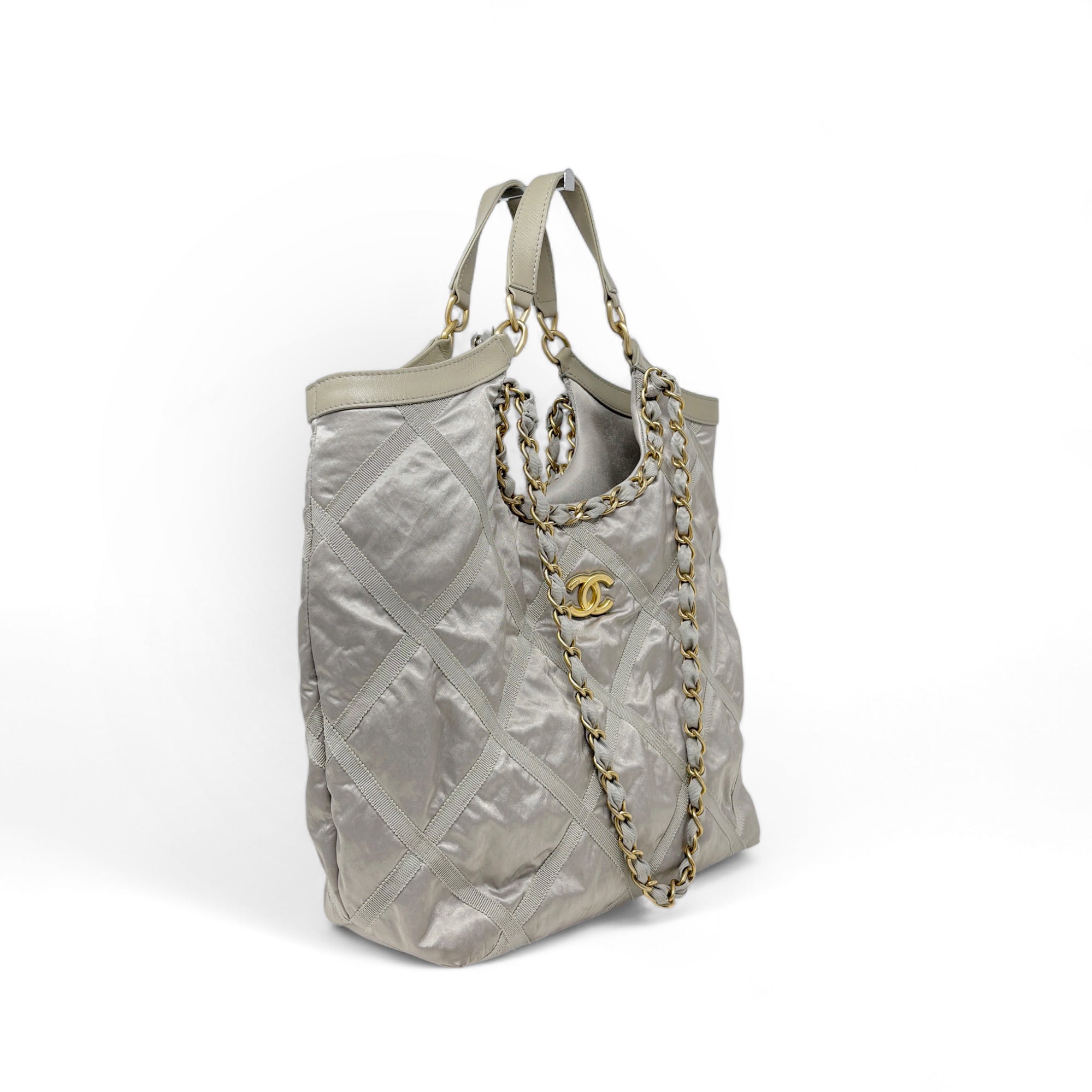 Chanel Silver Maxi Lifestyle Shopping Tote Bag - Luxury Designer Handbag for Women | Perfect for Work, Travel & Everyday Use