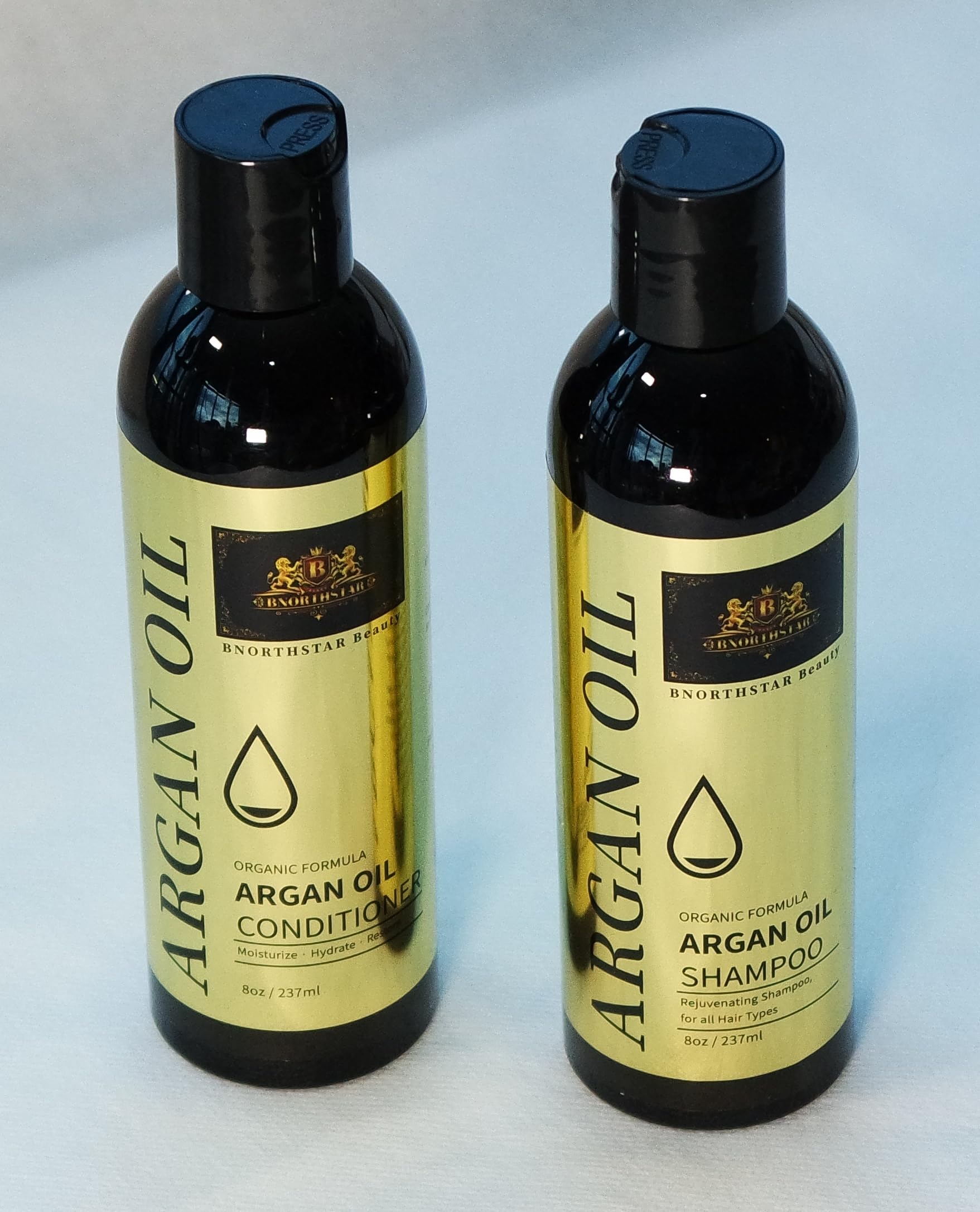 BNORTHSTAR Argan Oil Shampoo and Conditioner Set - 8oz x 2 Bottles for Hydrating & Repairing Damaged Hair - Perfect for Dry, Frizzy Hair Care at Home or Salon Use