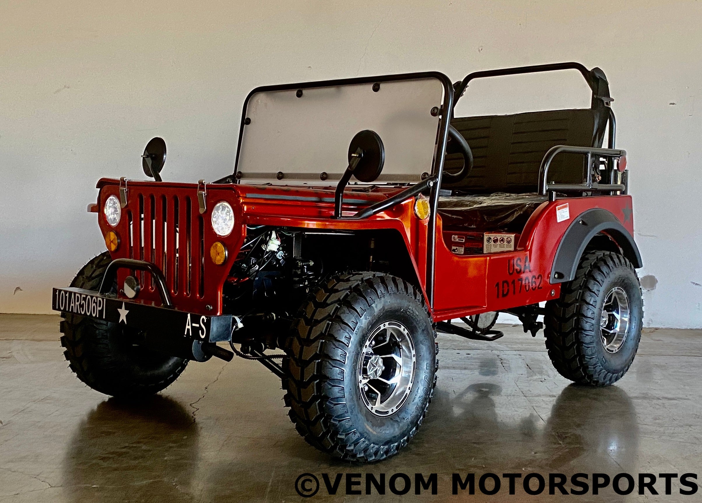 Venom Mini Jeep 125cc 2-Seater Off-Road Vehicle - Willys Edition with 3-Speed Transmission | Perfect for Kids & Adults, Backyard Adventure, Camping & Trail Riding