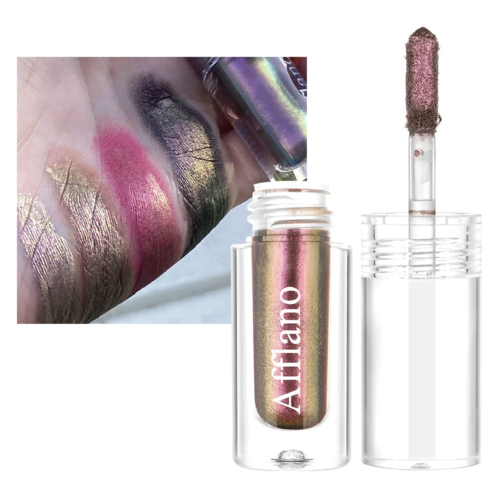 Afflano Liquid Glitter Eyeshadow - Multichrome Purple & Gold Holographic Eye Makeup | Iridescent Duo Chrome Sparkly Shadow for Dimensional Eye Looks | Perfect for Parties, Night Out & Festival Makeup #16
