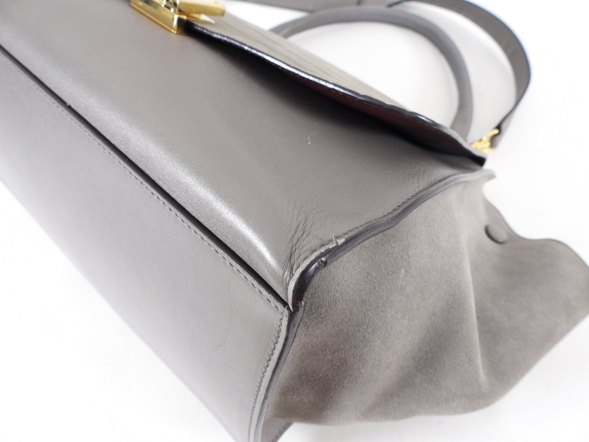 Celine Trapeze Medium Shoulder Bag in Taupe - Genuine Leather & Suede Crossbody Purse for Women | Perfect for Work, Travel & Everyday Use