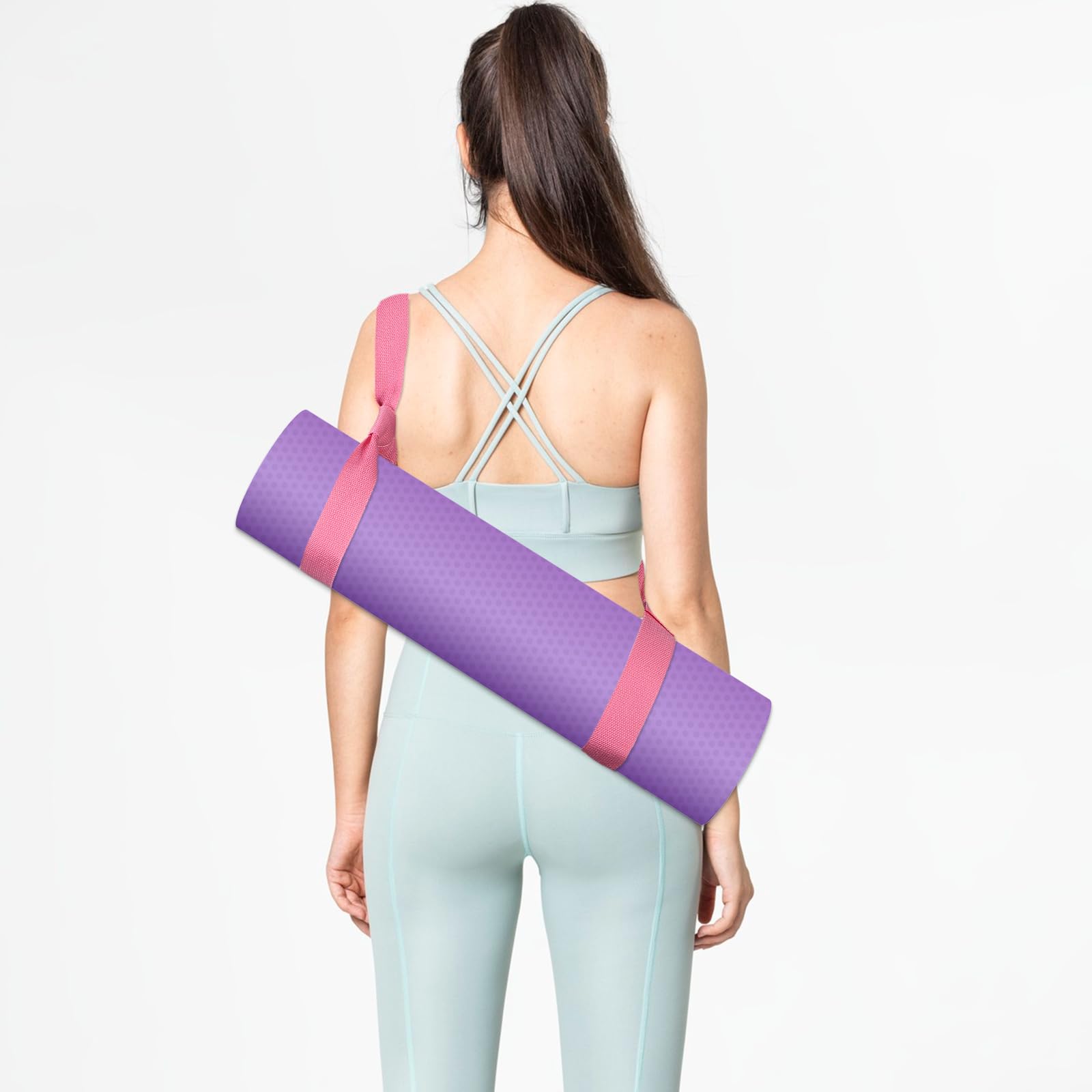 Grevosea Adjustable Yoga Mat Strap - Wide & Durable Yoga Mat Carrier with Hook & Loop Closure for All Mat Sizes - Comfortable Pink Yoga Accessory for Gym, Travel & Outdoor Yoga Practice - Mat Not Included