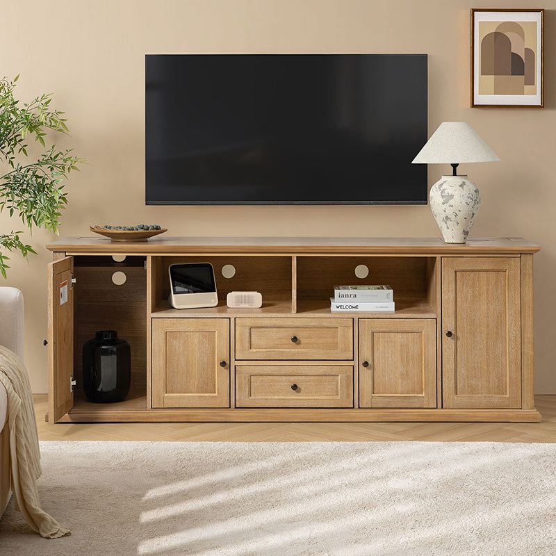 Edenia Traditional TV Stand with Built-in Outlets - Entertainment Center with Storage Shelves for Living Room, Bedroom & Home Theater Setup