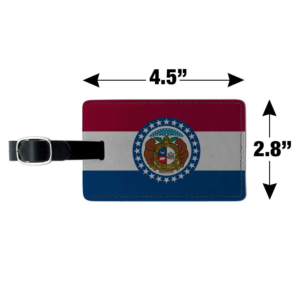 Missouri State Flag Leather Luggage Tag - Rectangle ID Card Holder for Suitcase & Carry-On Bags | Perfect for Travel Identification & Personalized Gift