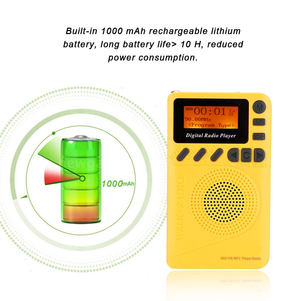 Tbest Mini Pocket Digital DAB+ FM Radio Stereo Receiver with MP3 Player - Portable Headphones & Radios for Travel, Outdoor, and Home Use