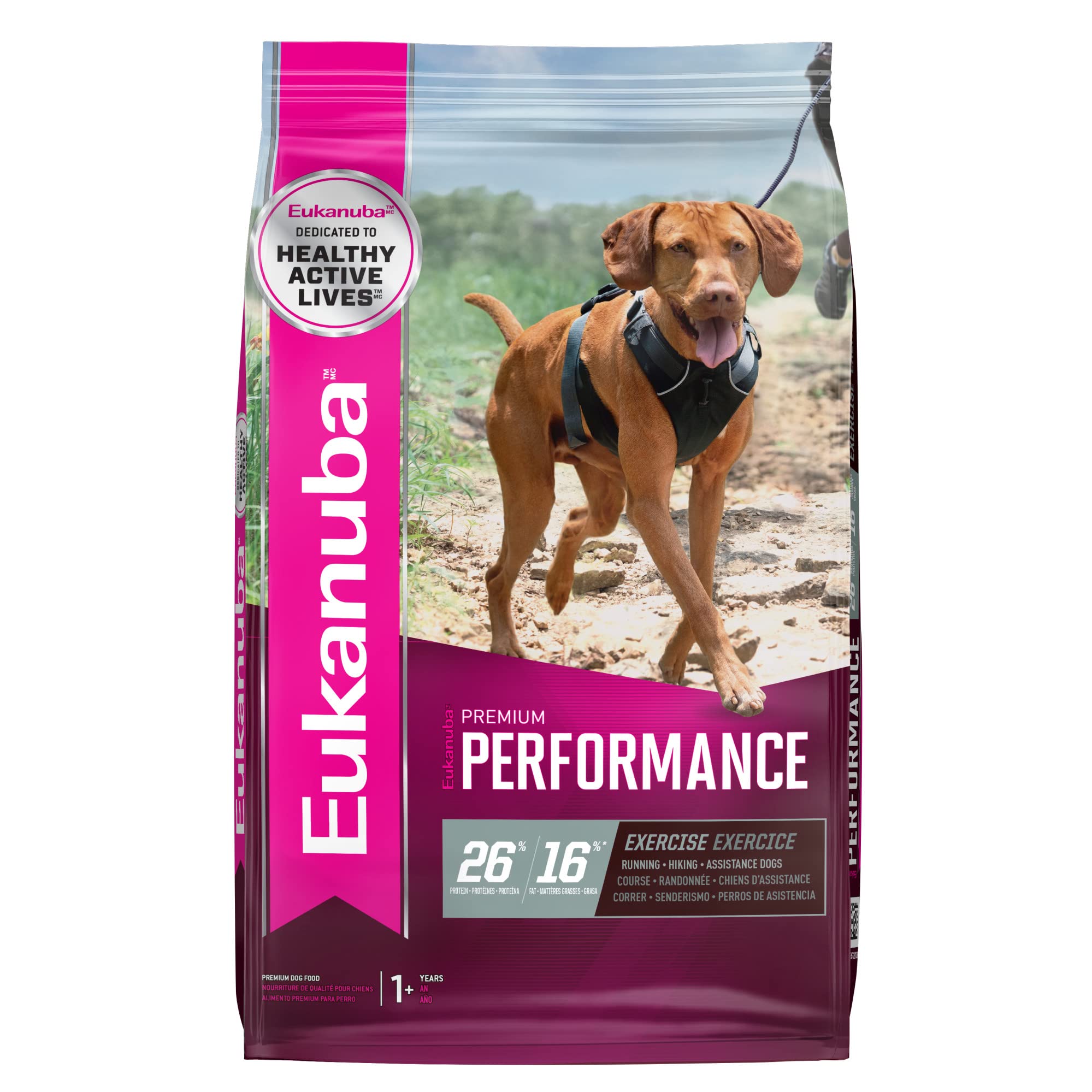Eukanuba Premium Performance 26/16 High Protein Dry Dog Food for Active Dogs - 28lb Bag - Supports Energy & Muscle Development - Ideal for Working Dogs, Sporting Breeds & High-Energy Pets