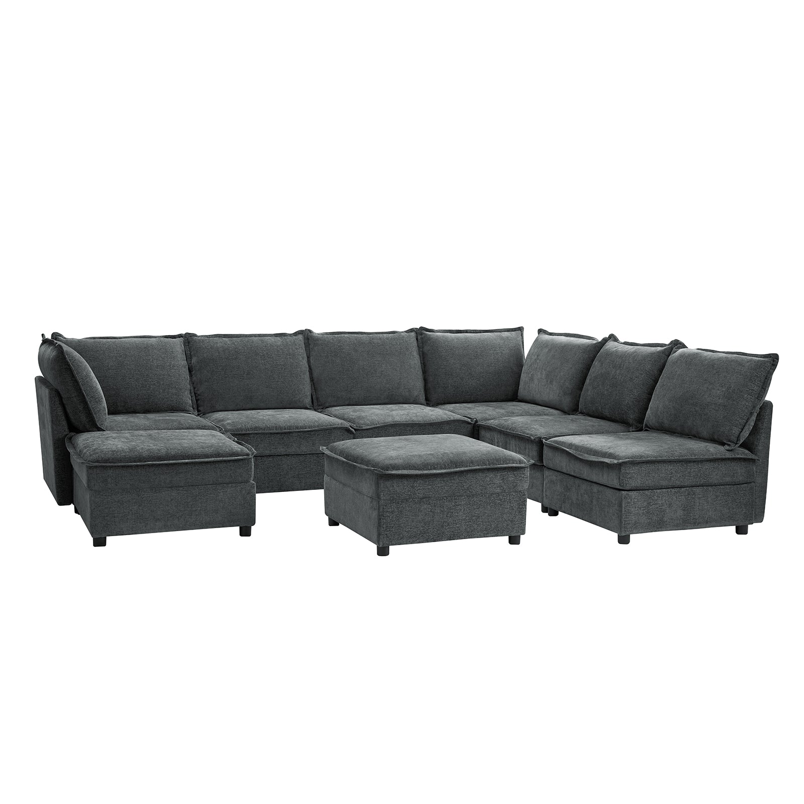Harmetrix 8-Seater Soft Sectional Sofa with Storage | Modern L-Shaped Couch for Living Room | Comfortable & Spacious for Family Gatherings & Movie Nights