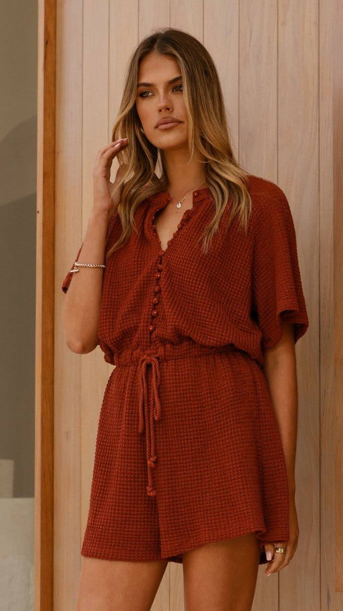 Loula Playsuit Rust - Stylish Women's Jumpsuit for Casual Wear & Summer Outfits | Perfect for Beach, Vacation & Everyday Fashion