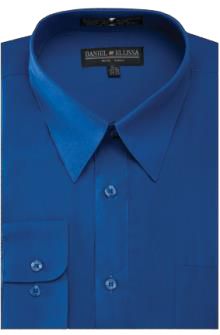 Daniel Ellissa DS3001 Royal Blue Convertible Cuff Basic Dress Shirt for Men - Perfect for Business, Office, and Formal Occasions