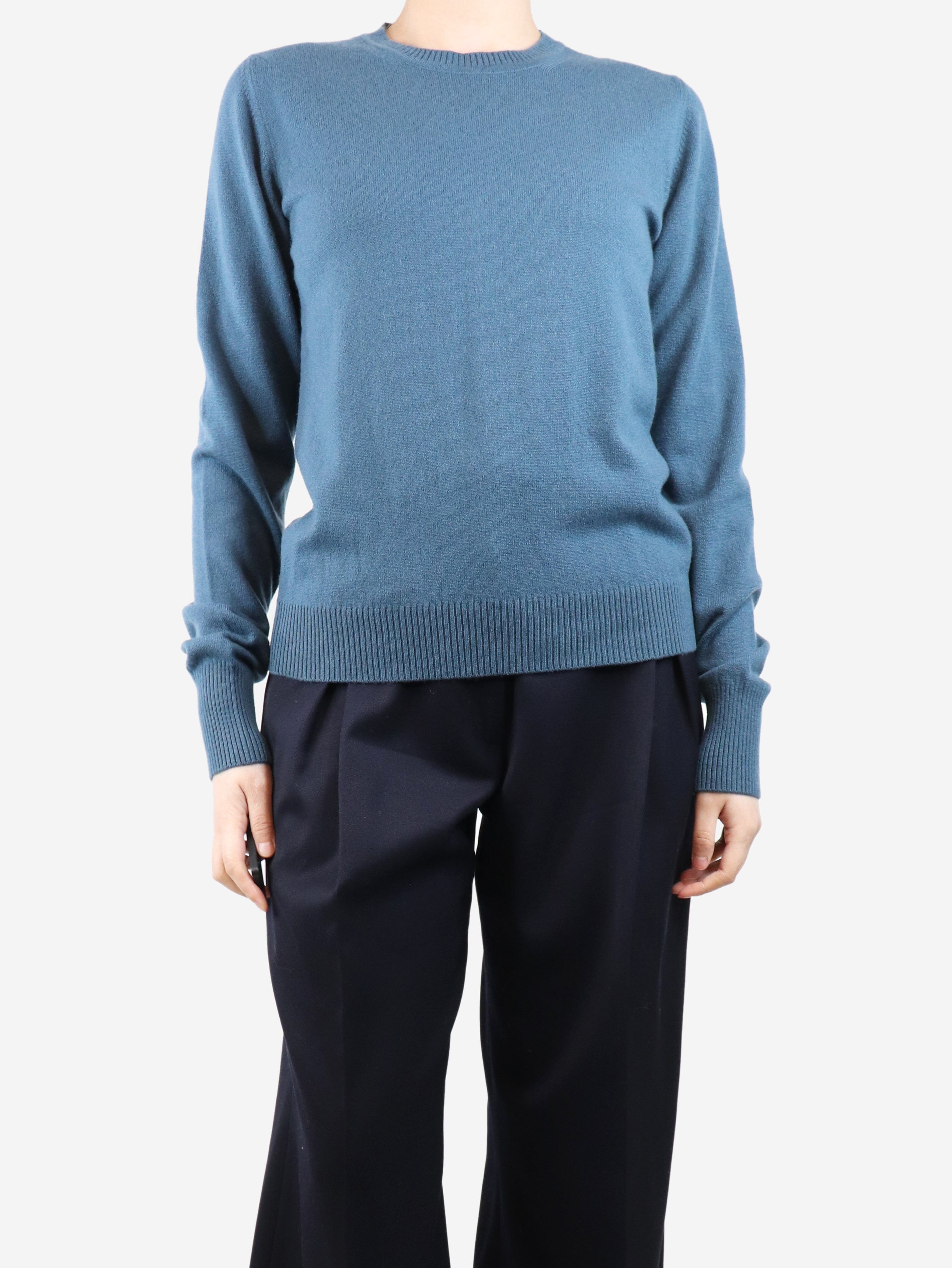 Premium Blue Cashmere Crewneck Sweater for Men & Women | Soft & Warm Winter Pullover | Size M | Perfect for Casual Wear, Office & Holiday Outfits