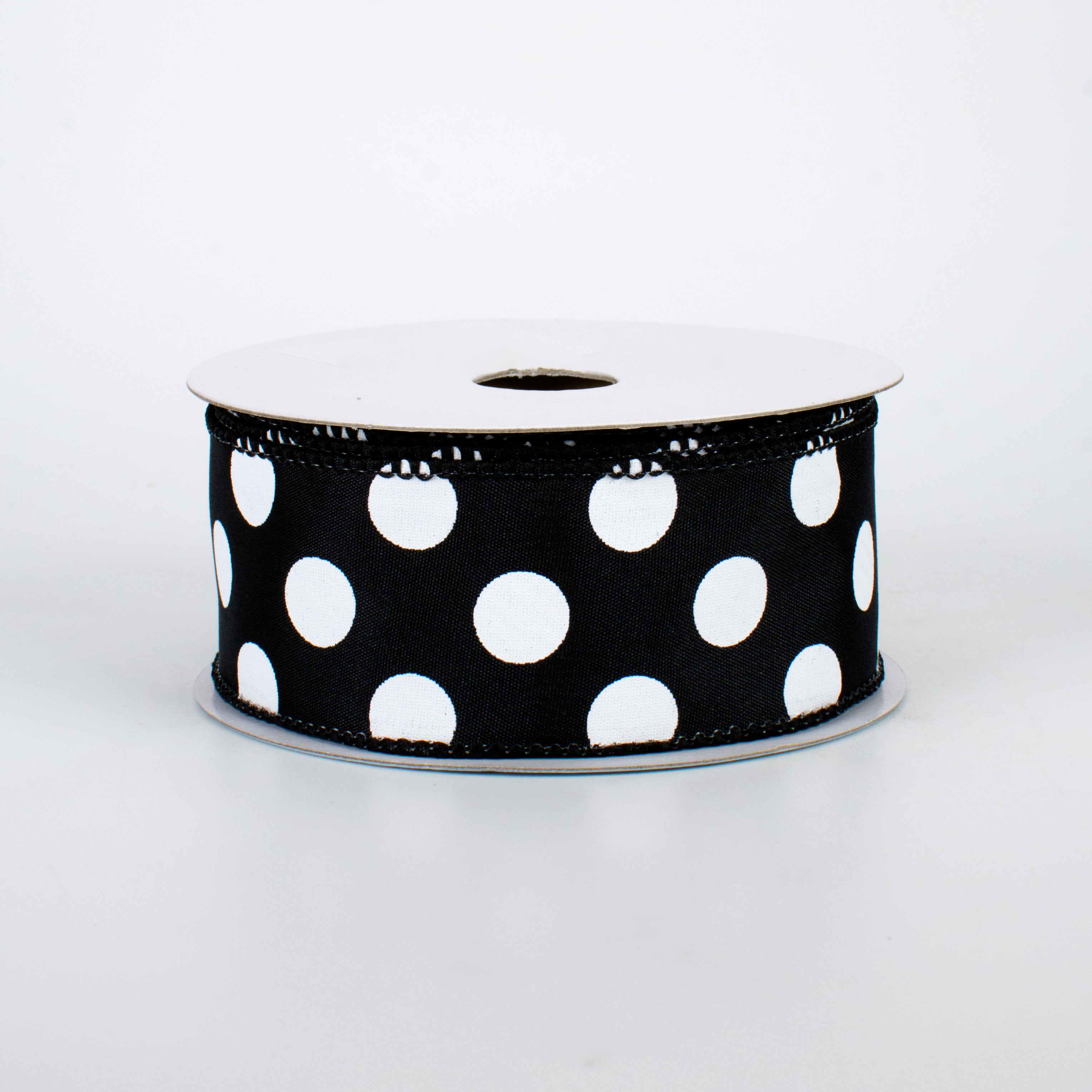 1.5 Inch Big Polka Dot Ribbon - Black and White (10 Yards) for Gift Wrapping, Party Decorations, DIY Crafts & Hair Bows