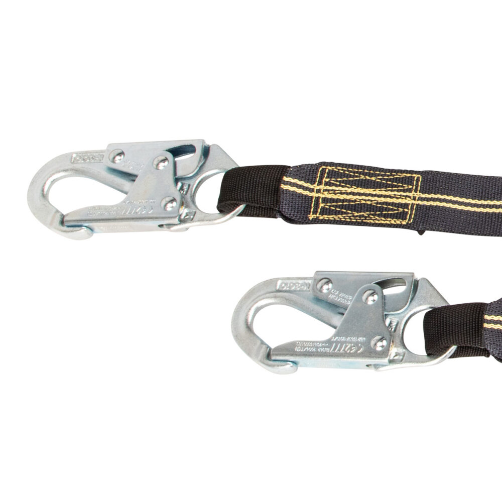 Arc Flash 6-Foot Energy Absorbing Safety Lanyard - Aramid Fiber, Dual Leg with Snap Hooks - Fall Protection for Electrical Workers & Industrial Safety