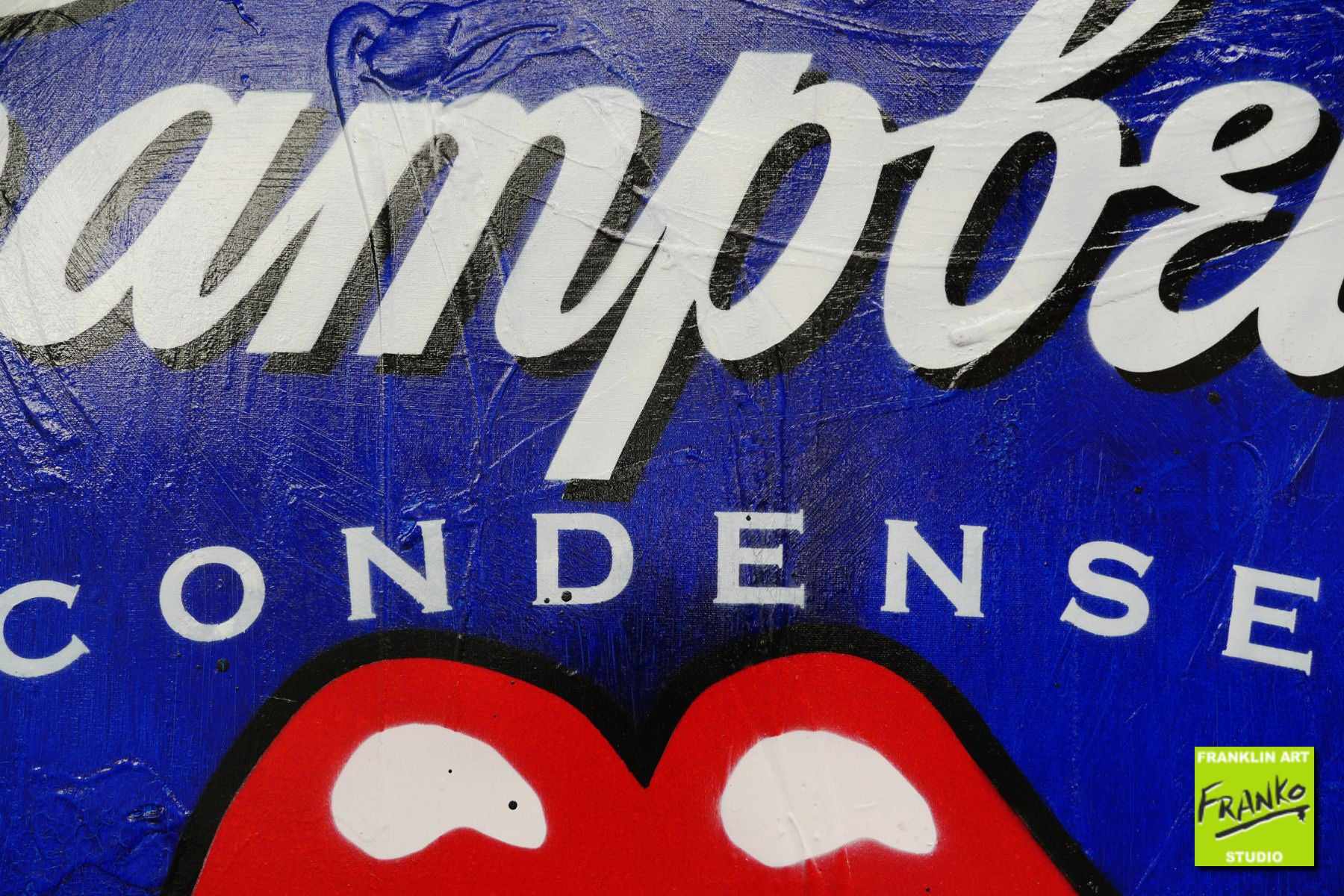 Chunky Stewed Up Rolling Stones 140cm x 100cm Campbell's Soup Textured Urban Pop Art Canvas Painting - Perfect for Modern Home Decor, Office Wall Art & Gift for Music Lovers