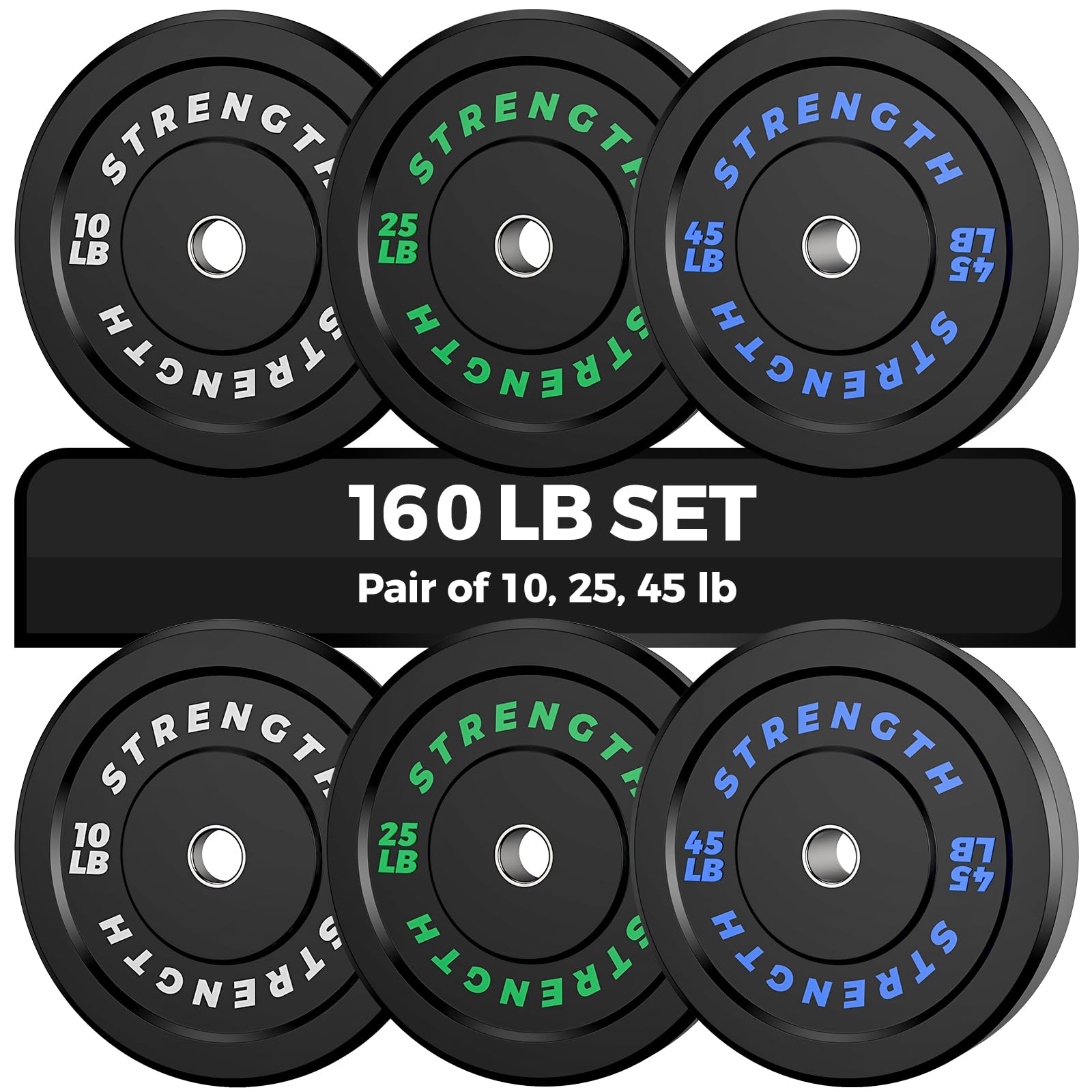 Olympic Rubber Bumper Weight Plates - 2 Inch Thick Home Gym Equipment for CrossFit, Powerlifting & Strength Training | Perfect for Deadlifts, Squats & Functional Fitness Workouts