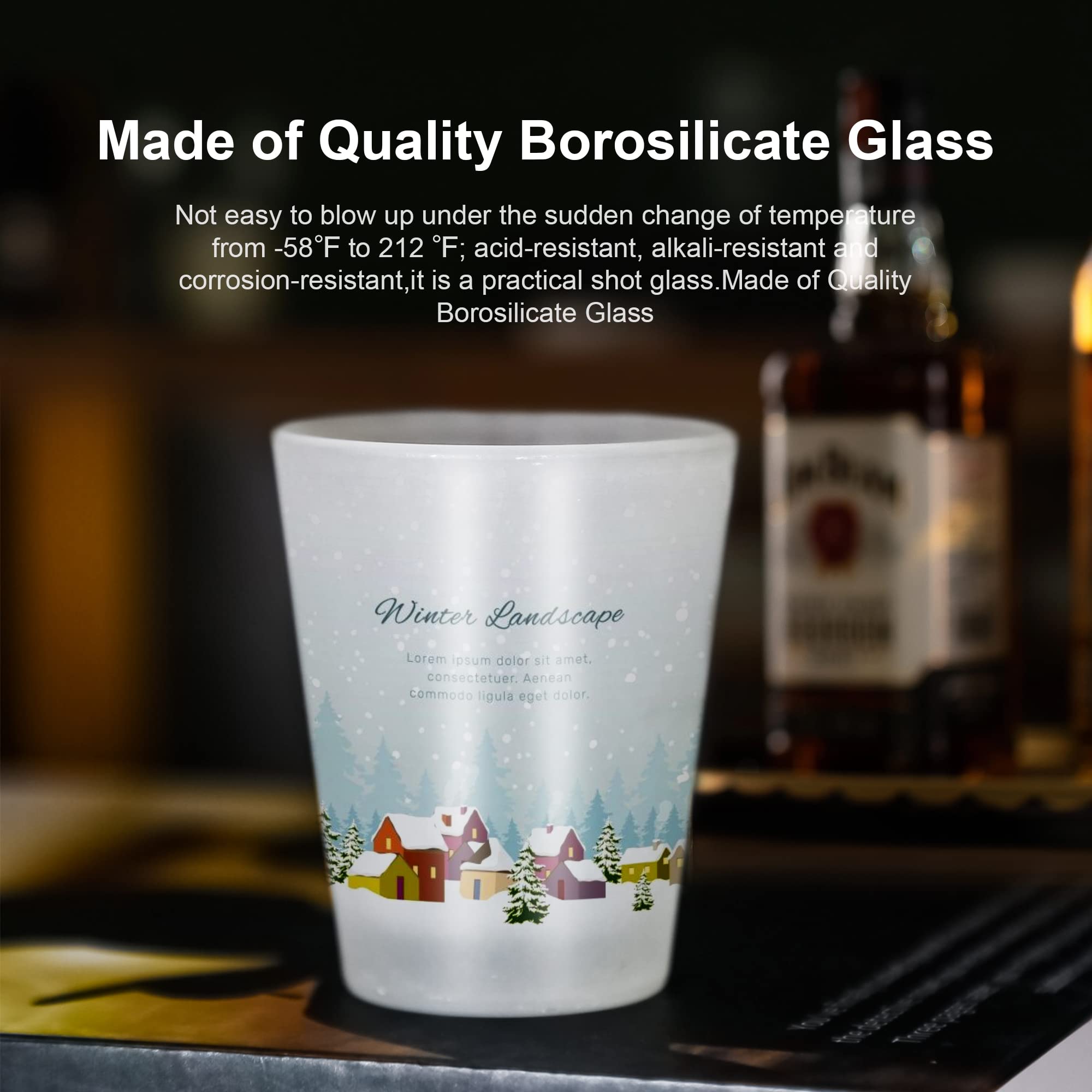 AGH Sublimation Frosted Shot Glasses - 1.5 oz Set of 12, Heavy Base Whiskey Glasses for Tequila, Vodka & Espresso - Perfect for Parties, Weddings & Personalized Gifts
