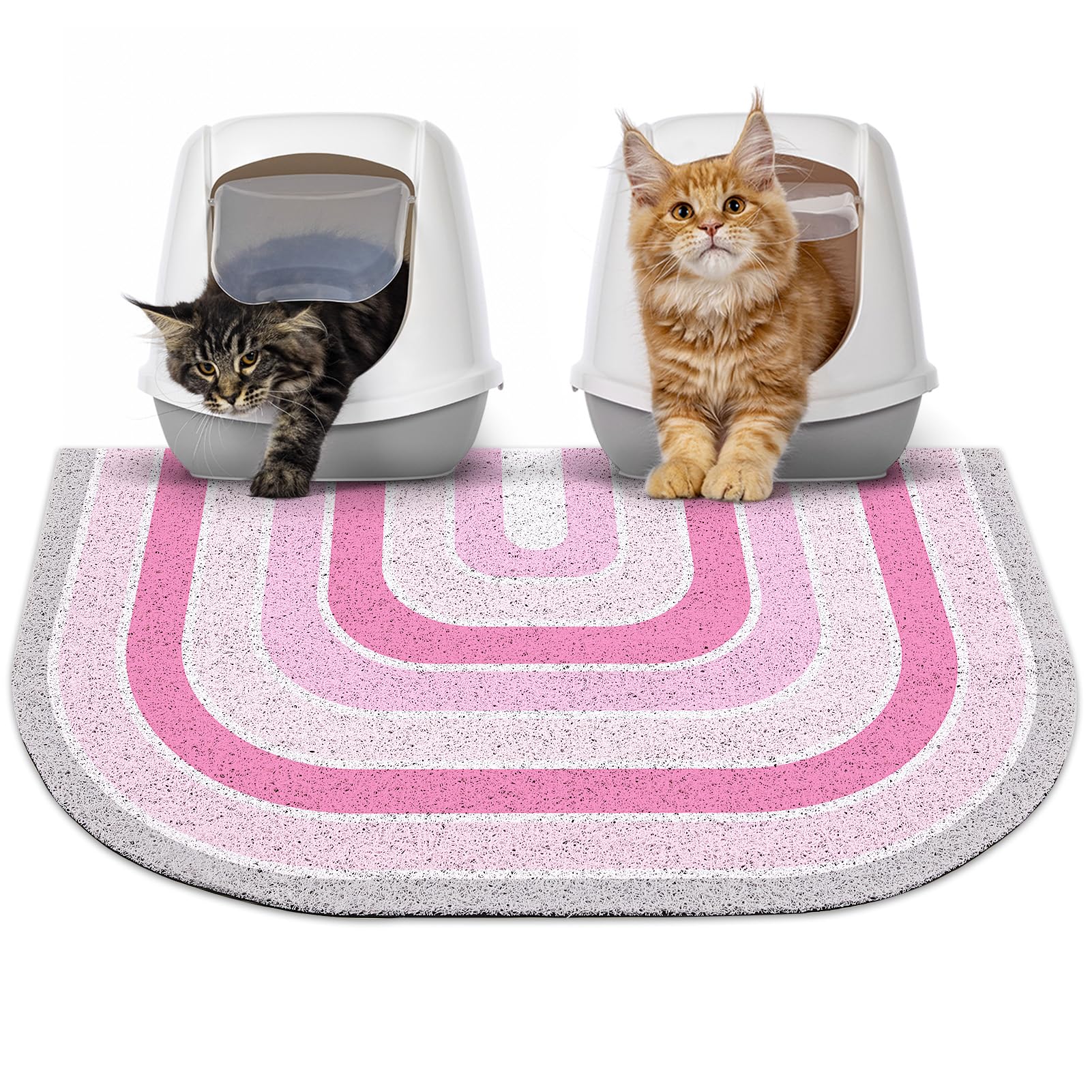**Glittme Soft Non-Slip Waterproof Cat Litter Mat - Washable & Easy Clean Litter Box Mat for Kitty, Traps Litter & Spills - Perfect for Floors, Under Food Bowls, and Multi-Cat Homes (Pink)**