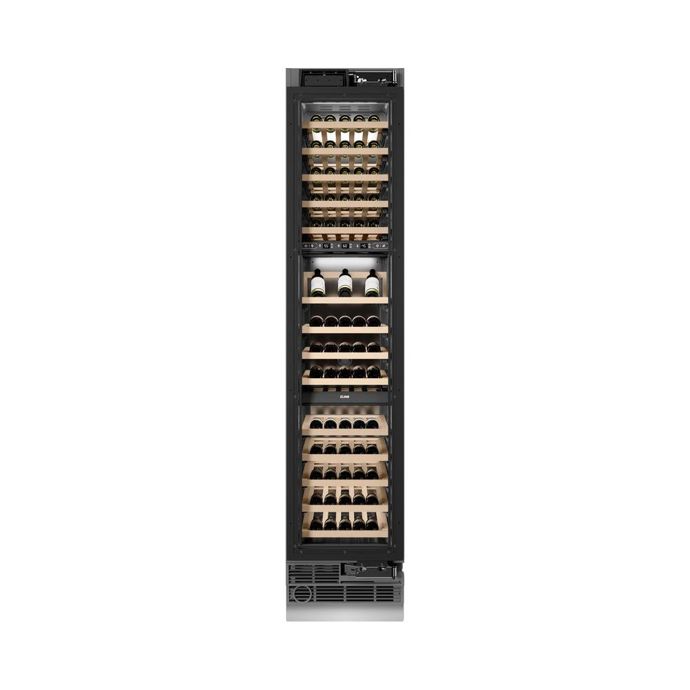 ZLINE 18 Inch 9.0 Cubic Feet Triple Zone 68 Bottle Panel Ready Right Hinge Column Wine Cooler - Perfect for Home Bars, Wine Cellars, and Entertaining Spaces (RBCWVR 18)